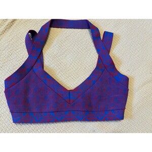 BCBGMaxAzria Purple and Blue Patterned Crop Top